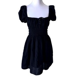 Aritzia Puff-Sleeve Smocked Mini Dress Cotton Cottagecore Sun-deh Sz S